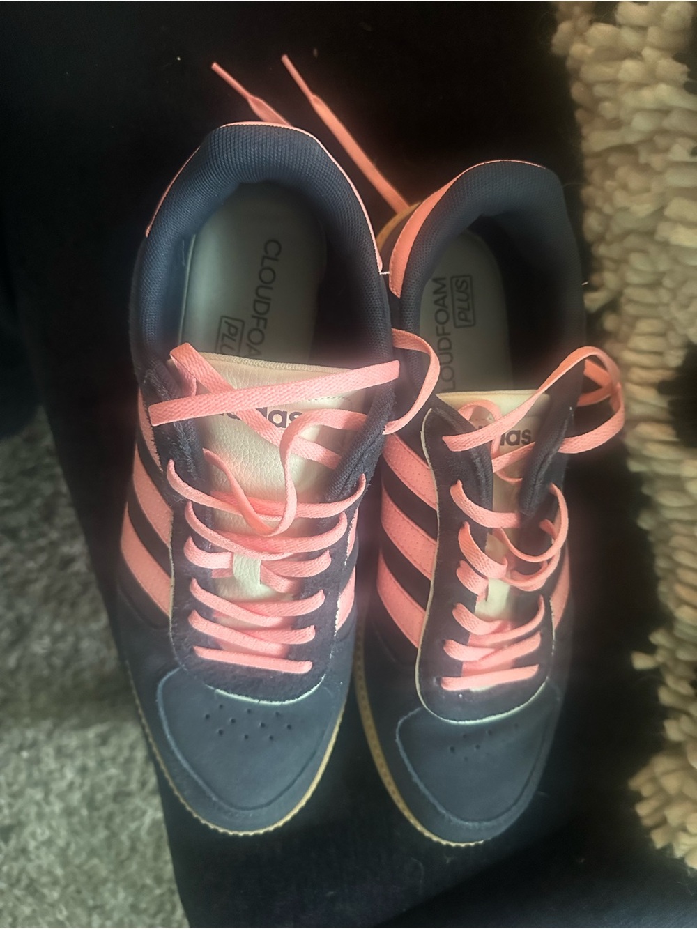 adidas Navy and Pink Cloudfoam Women's Athletic Sneakers